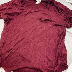 Burgundy Flowy Tee w/ pocket